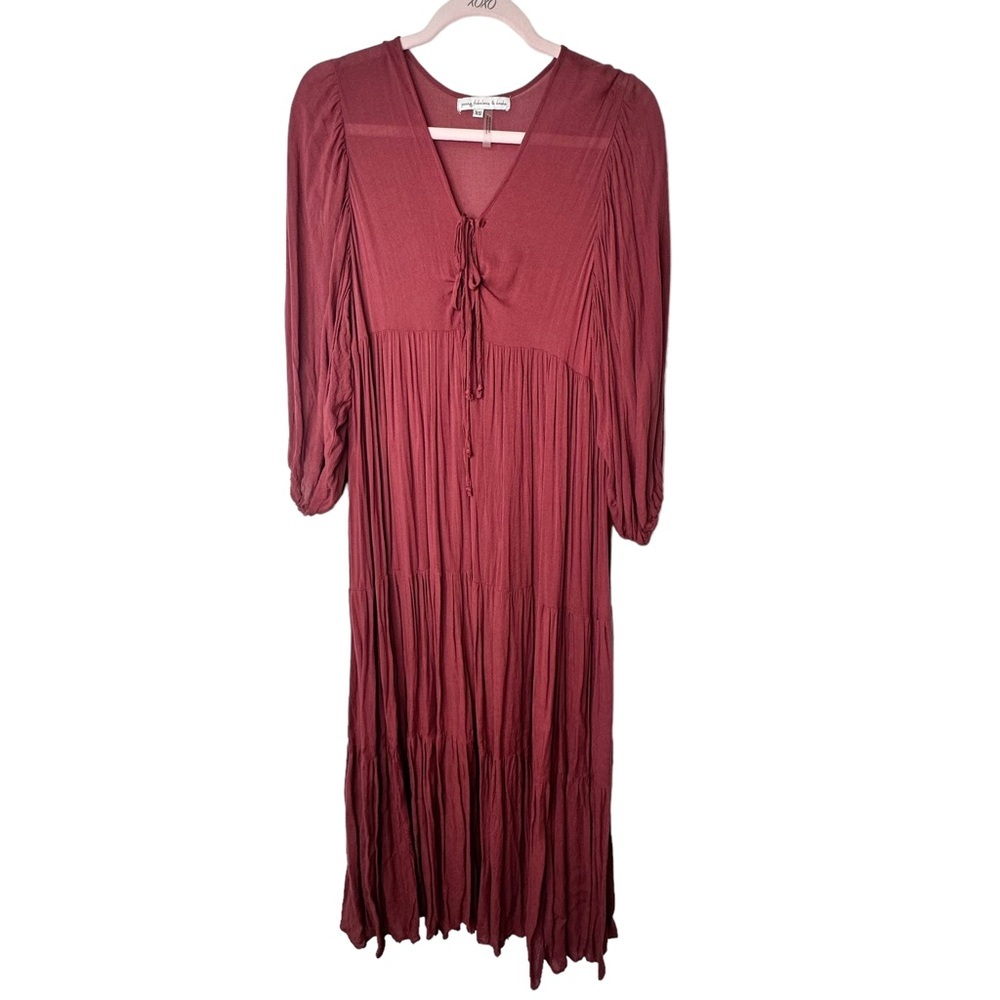 Young Fabulous & Broke Maroon Tiered Maxi Dress XS